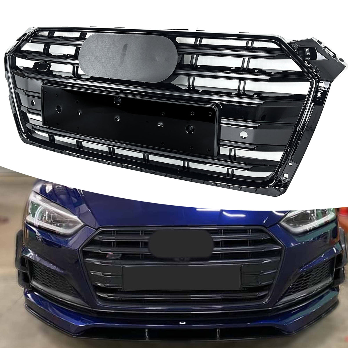 Schwarz Grill Kühlergrill Frontgrill für AUDI A5 F5 S5 2016-2019 vor MOPF fg329