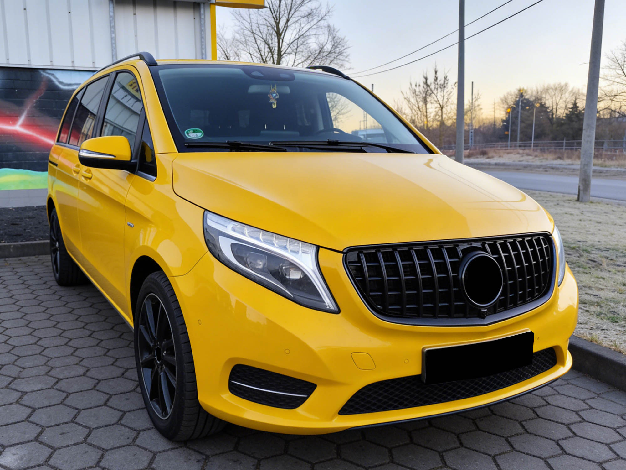 Panamericana Kühlergrill Front Grill Schwarz Glanz für Mercedes-Benz V-Klasse W447 2014 2015 2016 2017 2018 2019