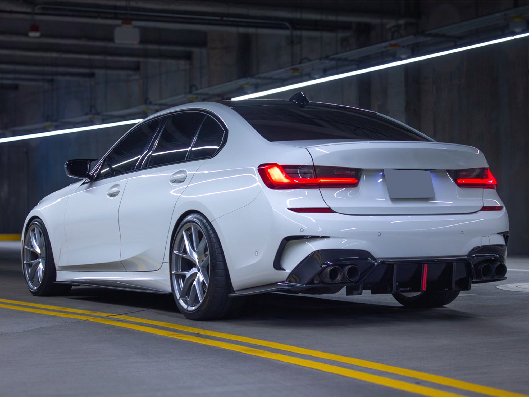 Stoßstange Heck Aero Flaps Canard Schwarz für BMW 3er G20 M Paket 2019-2022 vor LCI
