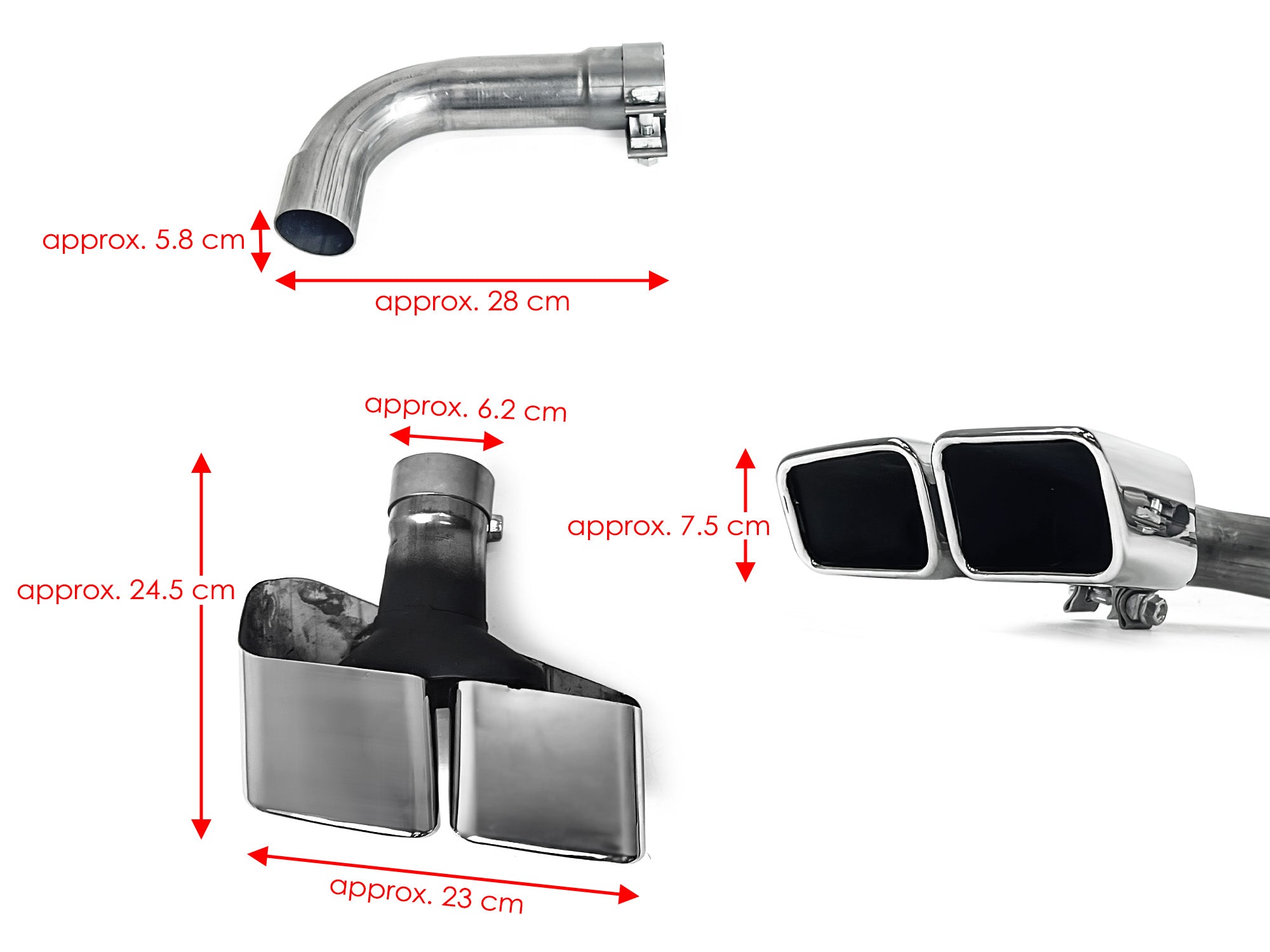 Chrom Auspuffblenden Doppelrohr Endrohre Performance für AUDI Q7 4M 2016-2019