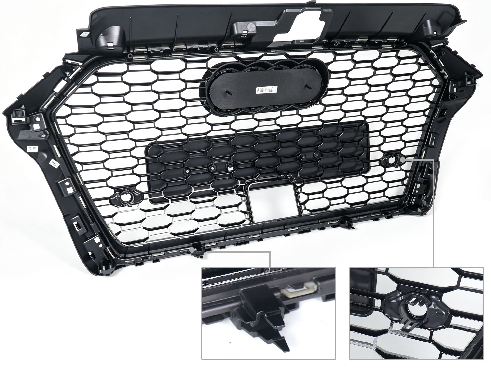 Schwarz Glanz Wabengrill Kühlergrill Grill für AUDI A3 8V mit ACC S Line Facelift 16-20 fg170