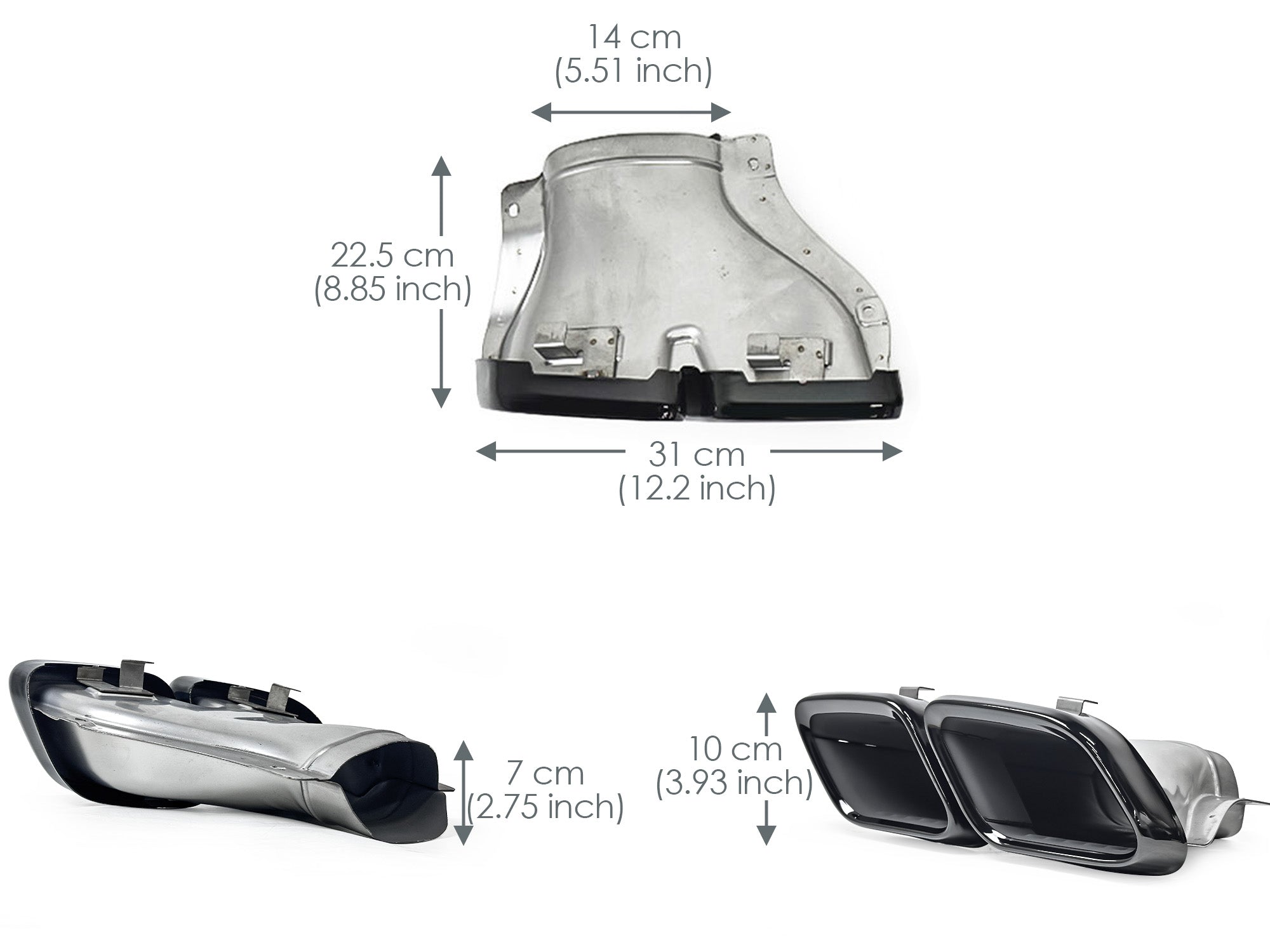 Heckdiffusor Auspuffblenden Schwarz Glanz für Mercedes CLS C257 AMG Line 18-23 OHNE ABE