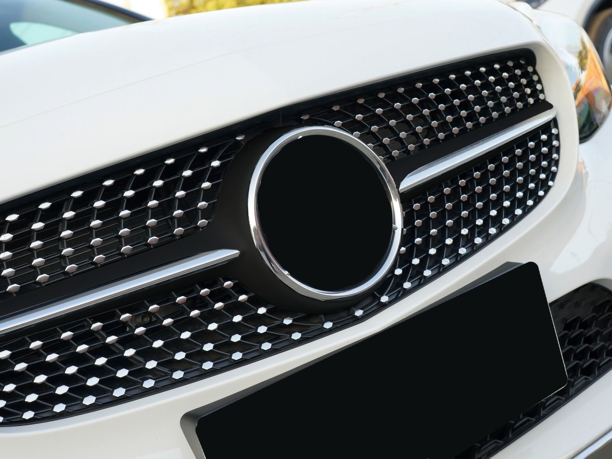 Schwarz Kühlergrill Diamantgrill Front Grill für Mercedes Benz C-Klasse W205 C205 S205 A205 Facelift 2018+ fg63