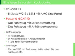 NUR FÜR BENZIN Diffusor Heckdiffusor + Auspuffblenden Schwarz für Mercedes E Klasse W213 S213 AMG Line 2016-2019 di25