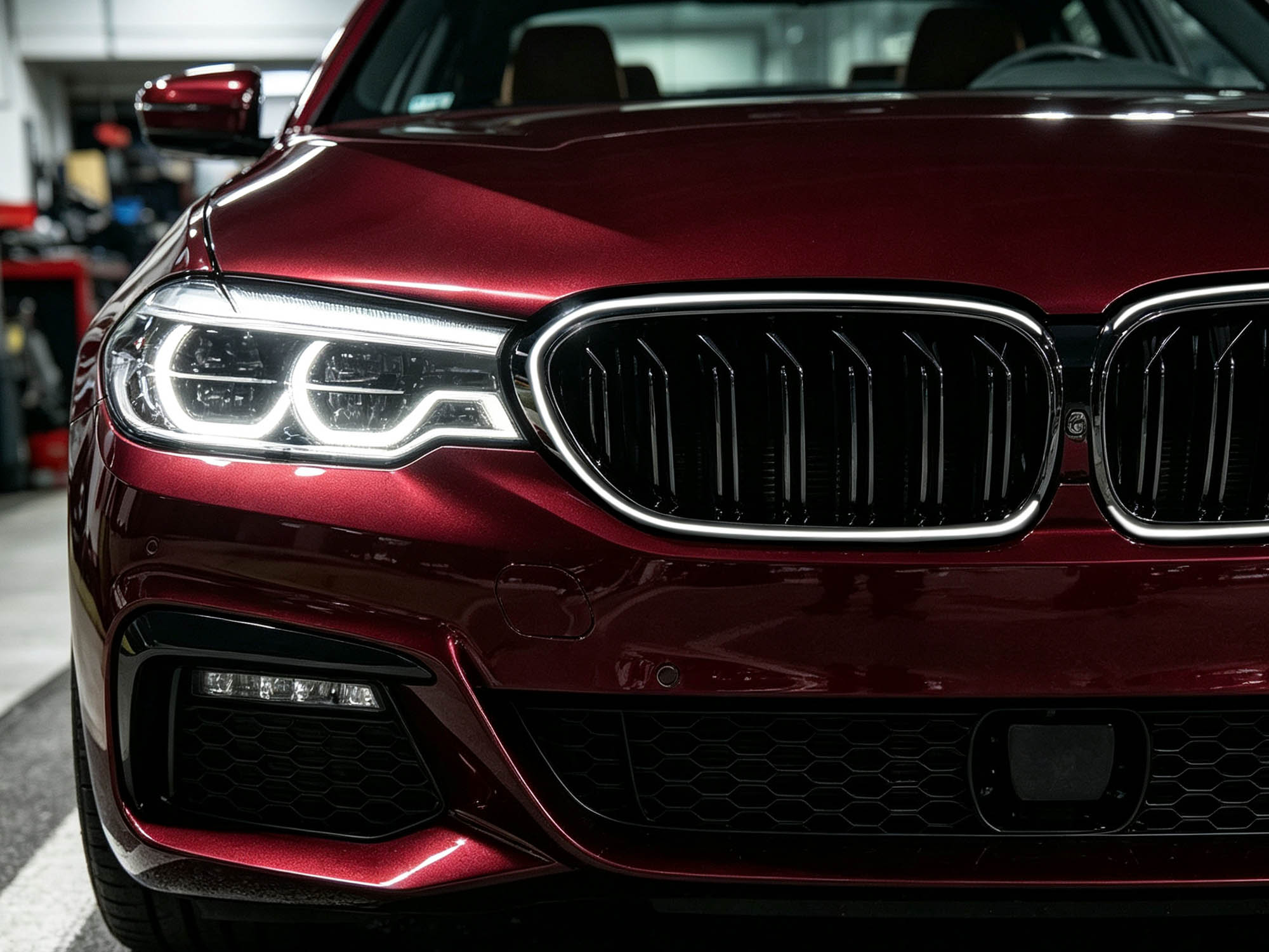 LED Kühlergrill Grill Frontgrill Schwarz für BMW 5er G30 G31 2017-2020 vor LCI
