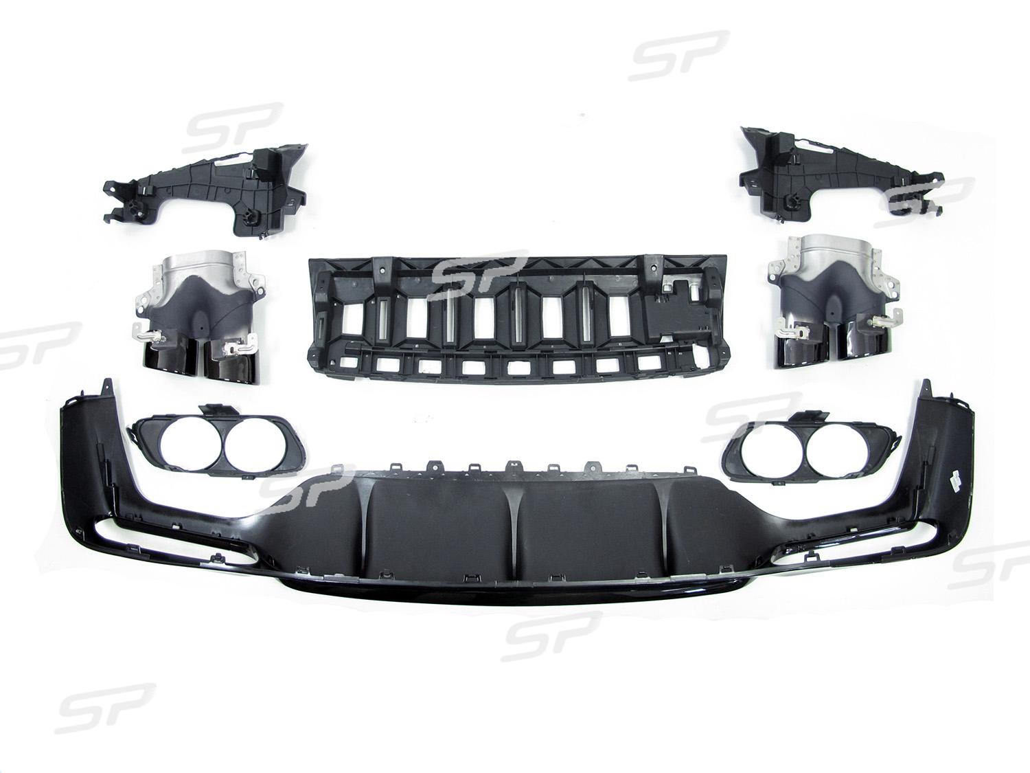 NUR FÜR BENZIN Diffusor Heckdiffusor + Auspuffblenden Schwarz für Mercedes E Klasse W213 S213 AMG Line 2016-2019 di25