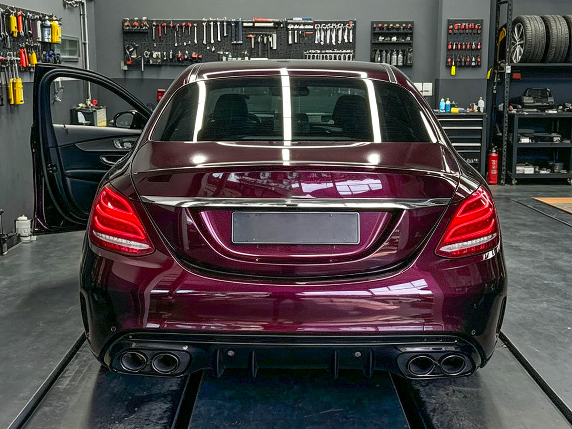 Diffusor Heckdiffusor + Auspuffblenden Schwarz für Mercedes Benz C Klasse W205 S205 AMG Line C43 OHNE ABE