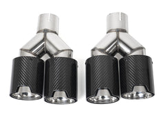 Carbon Chrom Doppel Endrohre Auspuffblenden Auspuff 4 Rohr Duplex für 5er F10 F11 535i 535d