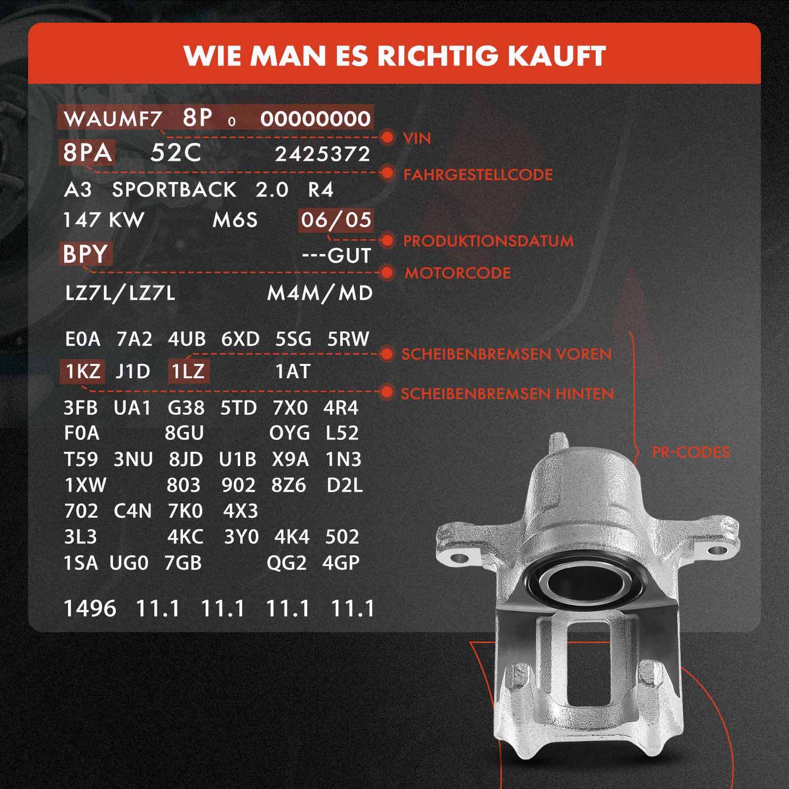 2x Bremssattel Vorne Links Rechts für Audi A1 8X A2 8Z A3 8P VW Golf 4 5 6 Polo