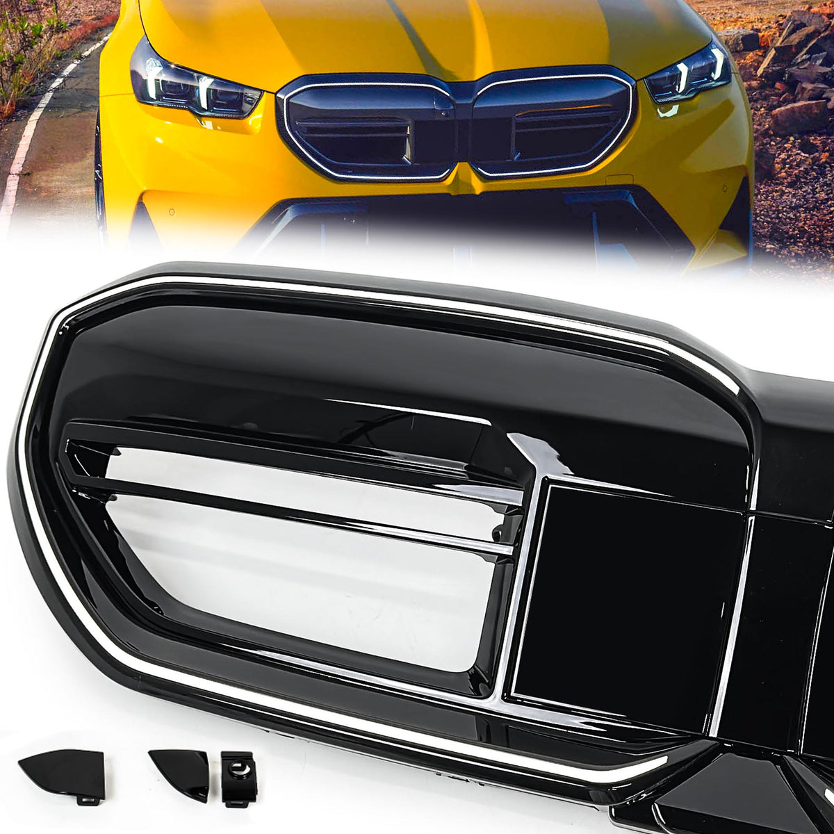 LED Kühlergrill Niere Grill Schwarz Glanz für BMW 5er G60 G61 i5 ab 2023+