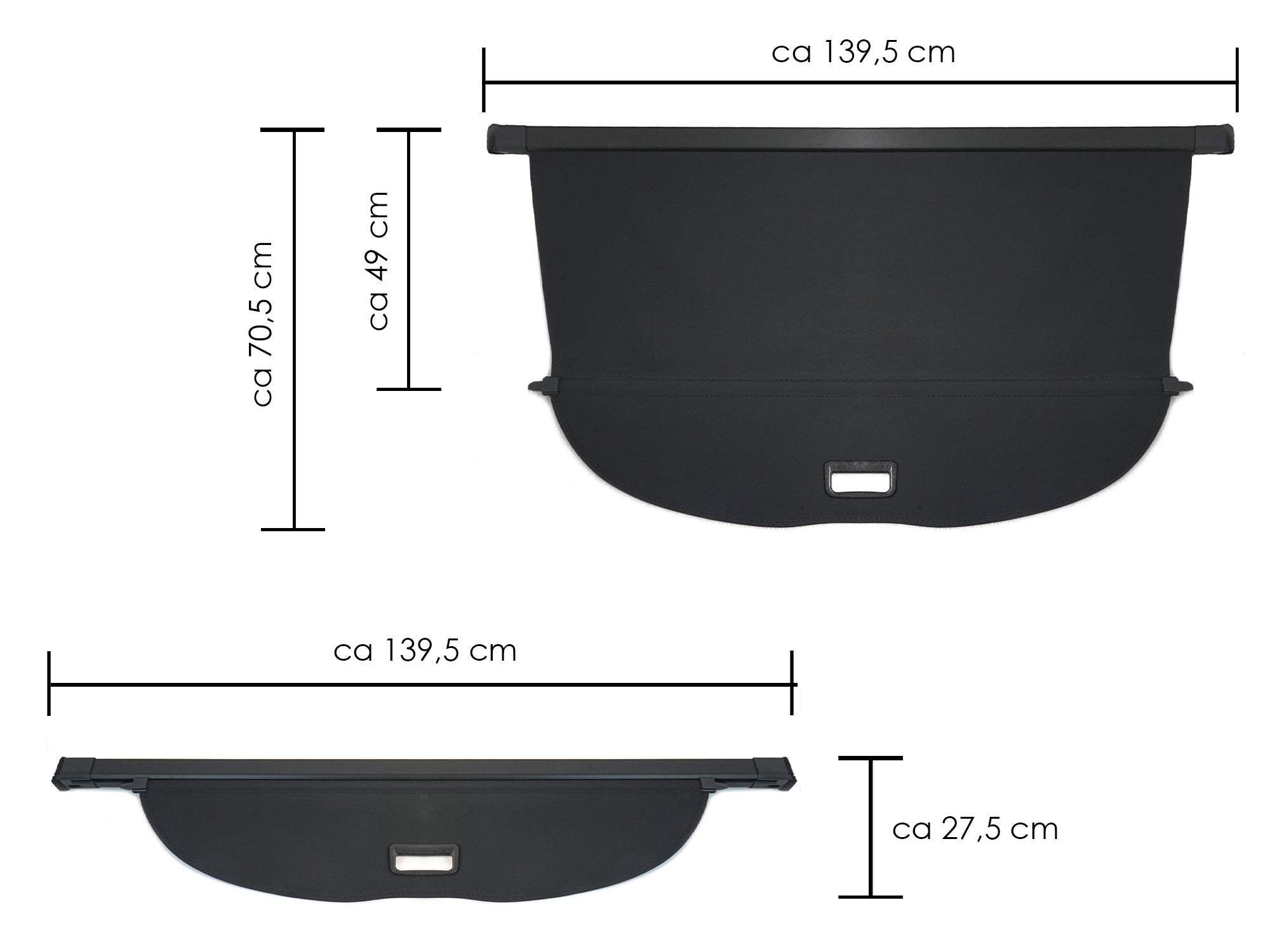 Für Porsche Cayenne 92A 10-17 Schwarz Laderaumabdeckung Abdeckrollo Kofferraum Rollo