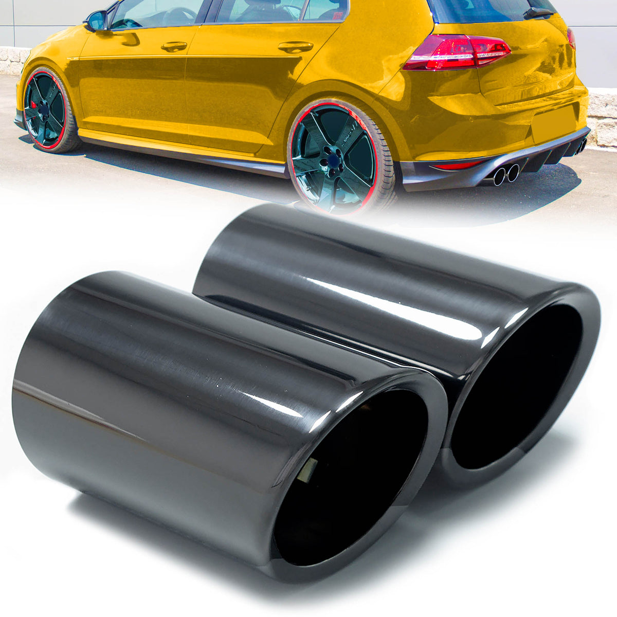 60mm Auspuffblende Endrohrblende Schwarz für VW Golf 7 VII Variant Touran II