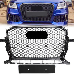 Schwarz Glanz Wabengrill Frontgrill Kühlergrill für Audi Q5 8R 2012-2016 mit PDC