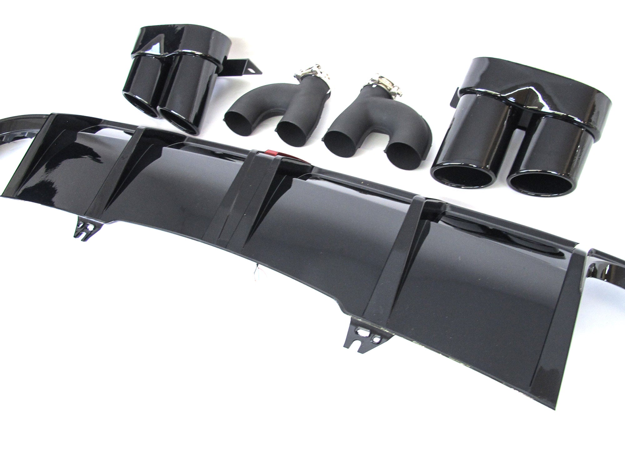 Sport Stoßfängerdiffusor mit schwarzen Auspuffendrohren Glossy Black für Audi A5 B9 S-line S5 2020-2023