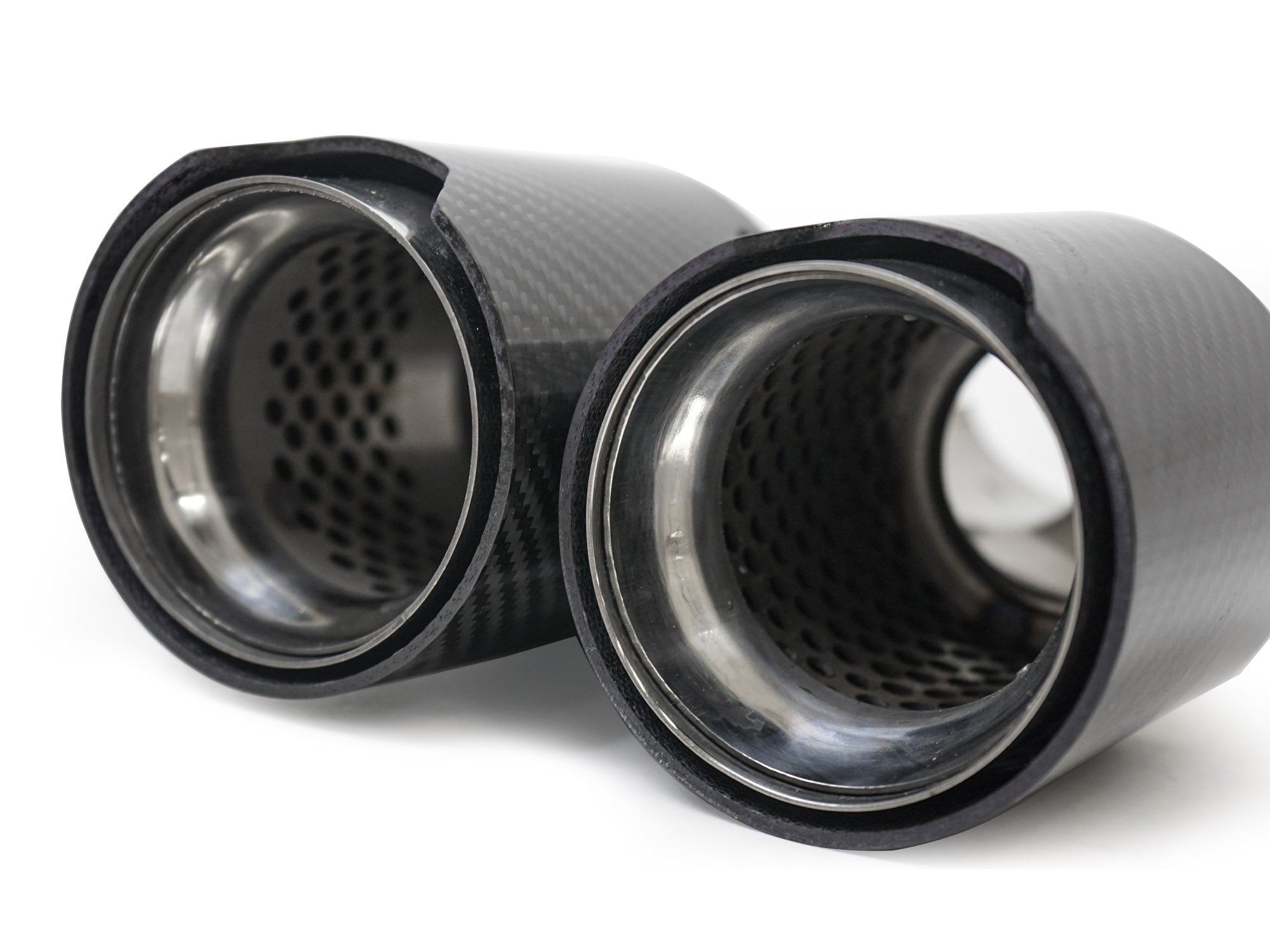 Carbon Chrom Doppel Endrohre Auspuffblenden Auspuff 4 Rohr Duplex für 5er F10 F11 535i 535d
