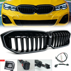 Schwarz LED Kühlergrill Nieren Grill Frontgrill für BMW 3er G20 G21 2023+