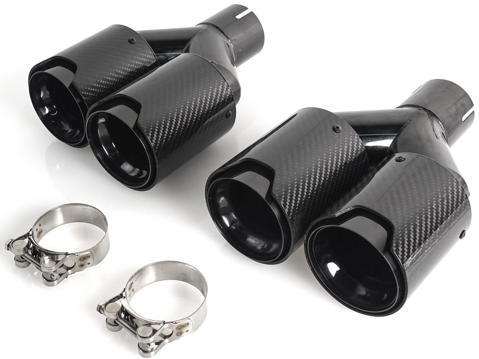 Carbon Schwarz Doppel Endrohre Auspuffblenden Auspuff 4 Rohr Duplex  für 5er F10 F11 535i 535d