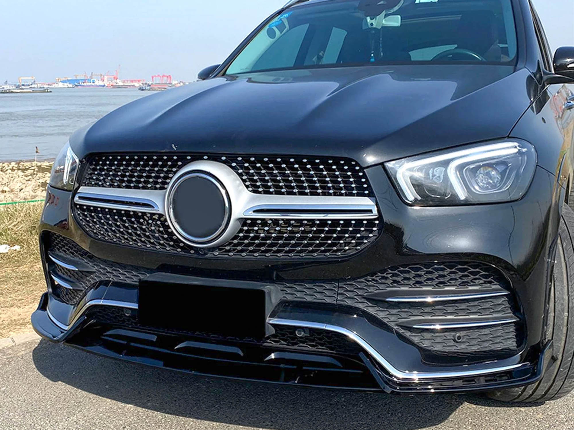 Schwarz Stoßstange Spoiler Lippe Frontspoiler für Mercedes GLE W167 C167 AMG Line 19-23 ohne ABE