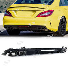 Diffusor Heckdiffusor + Auspuff Schwarz für Mercedes CLS W218 C218 cls350 2015-2018 Facelift