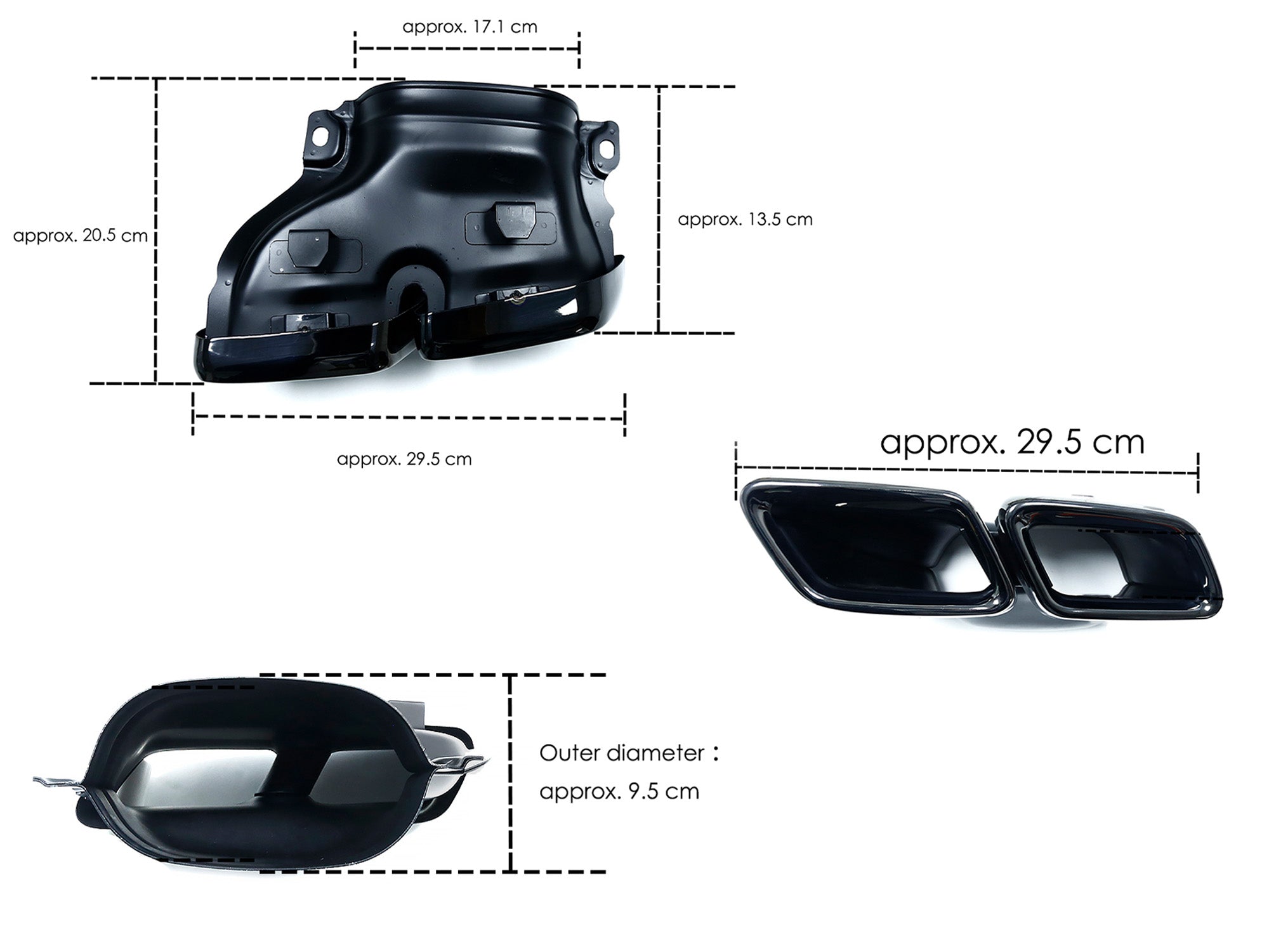 Heckdiffusor + Endrohre Schwarz für Mercedes GLS X166 AMG Line 2015-2019