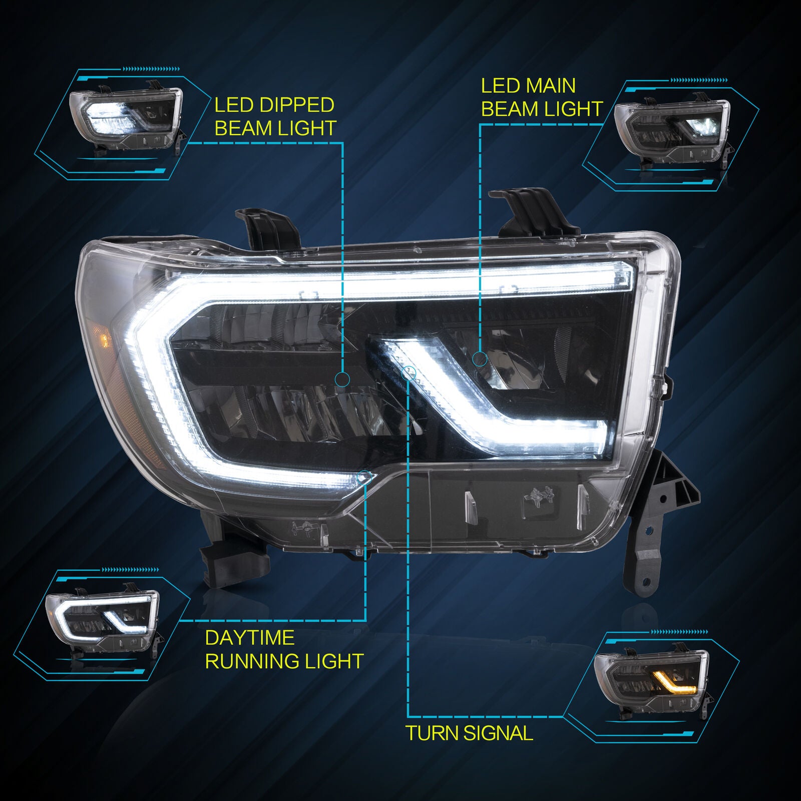 LED Scheinwerfer Frontscheinwerfer für Toyota Tundra 2007–2013 Toyota Sequoia 2008–2020
