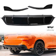 3-teilig Diffusor Heckdiffusor Schwarz Glanz für BMW X5 G05 M Paket 2018-2023 OHNE ABE
