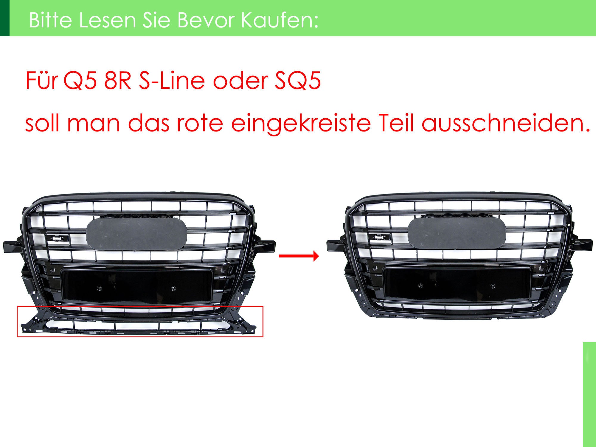 Auto Frontstoßstange Nebelscheinwerfer Kühlergrill für Audi Q5 8R
