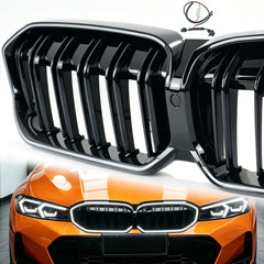 Doppelsteg LED Kühlergrill Grill Frontgrill Schwarz für BMW 3er G20 G21 2023+