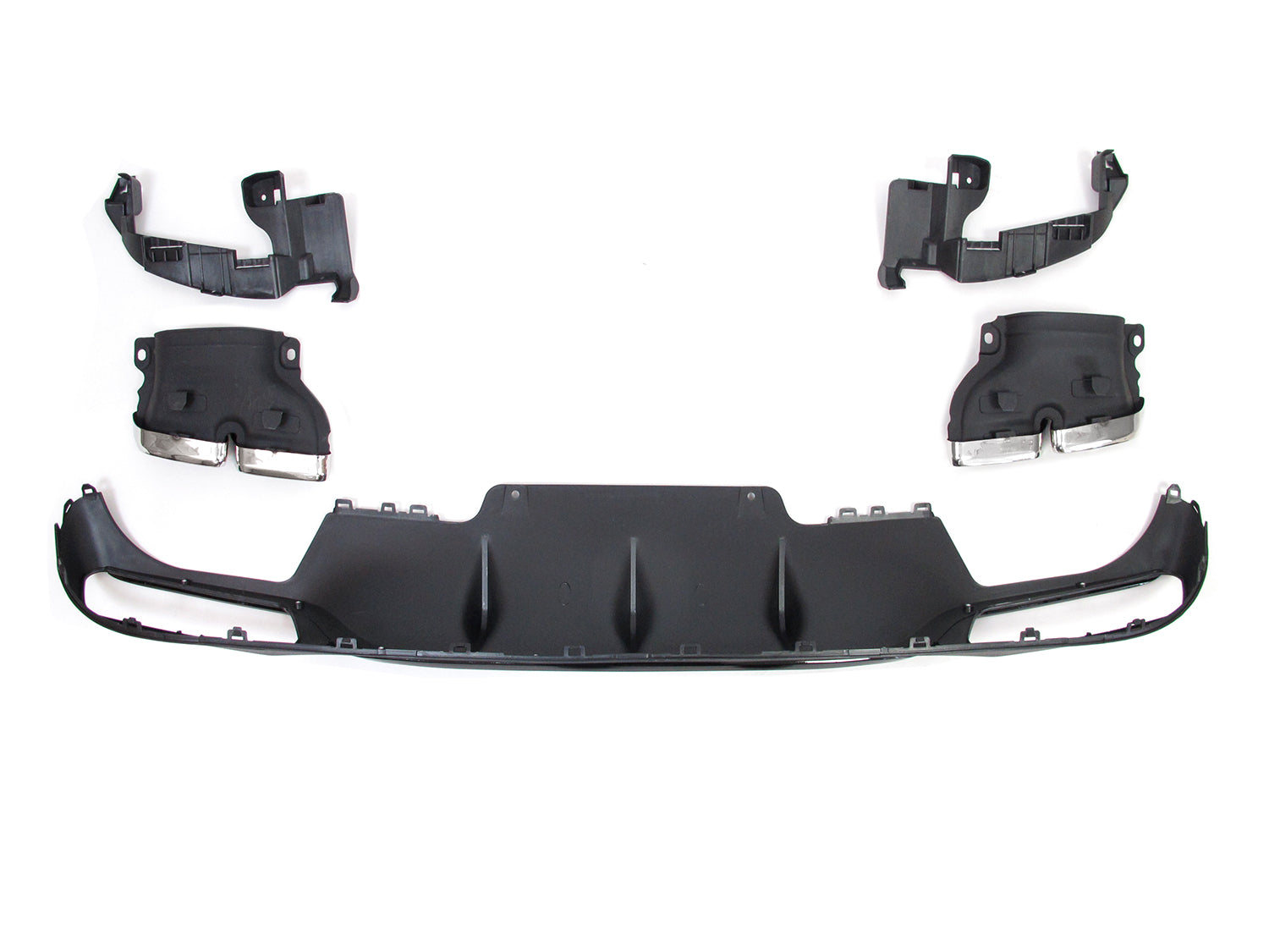 NUR FÜR BENZIN Diffusor Heckdiffusor + Auspuffblenden Chrom für Mercedes E-Klasse W213 S213 mit Serienstoßstange di35