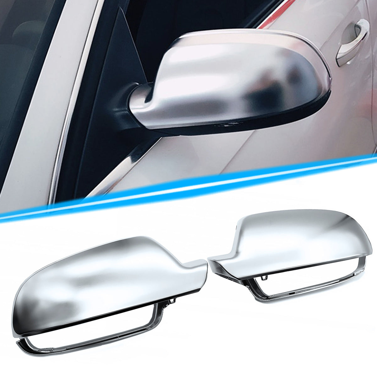 Alu Matt Chrom Spiegelkappen für AUDI A3 8P S3 RS3 2010-2013 Facelift SideAssist mc14