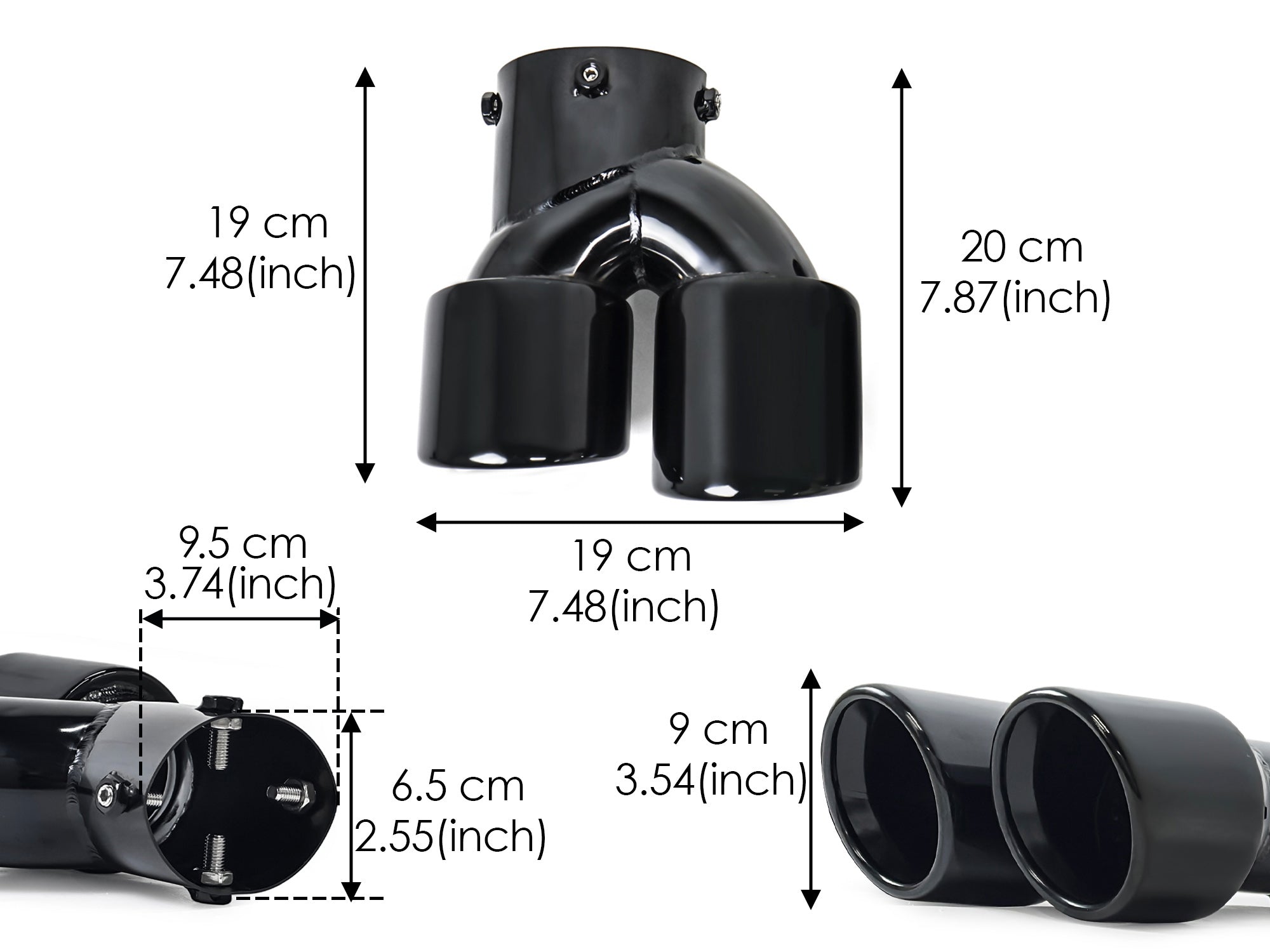 Schwarz Glanz Endrohr Auspuffblende für BMW G42 G20 G21 G22 G23 G26 Rohr 60-63mm