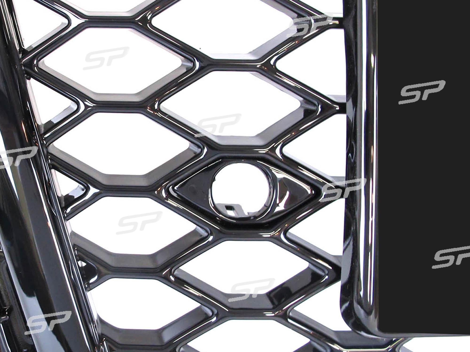 Schwarz Glanz Wabengrill Frontgrill Kühlergrill für Audi Q5 8R 2012-2016 mit PDC
