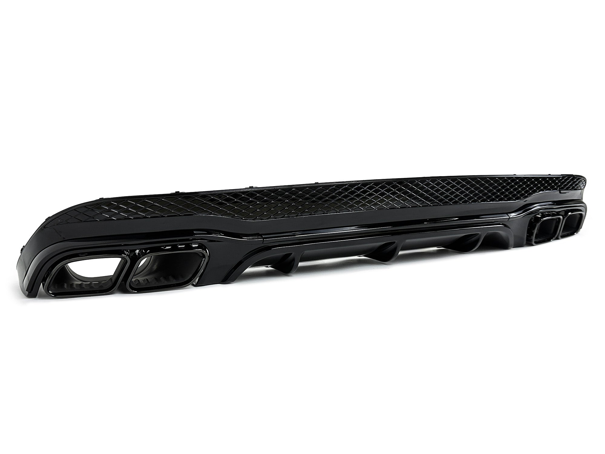 Schwarz Heckdiffusor + Auspuffblenden für Mercedes C207 Coupe A207 Cabrio E250 E350 AMG Line 2013-2017