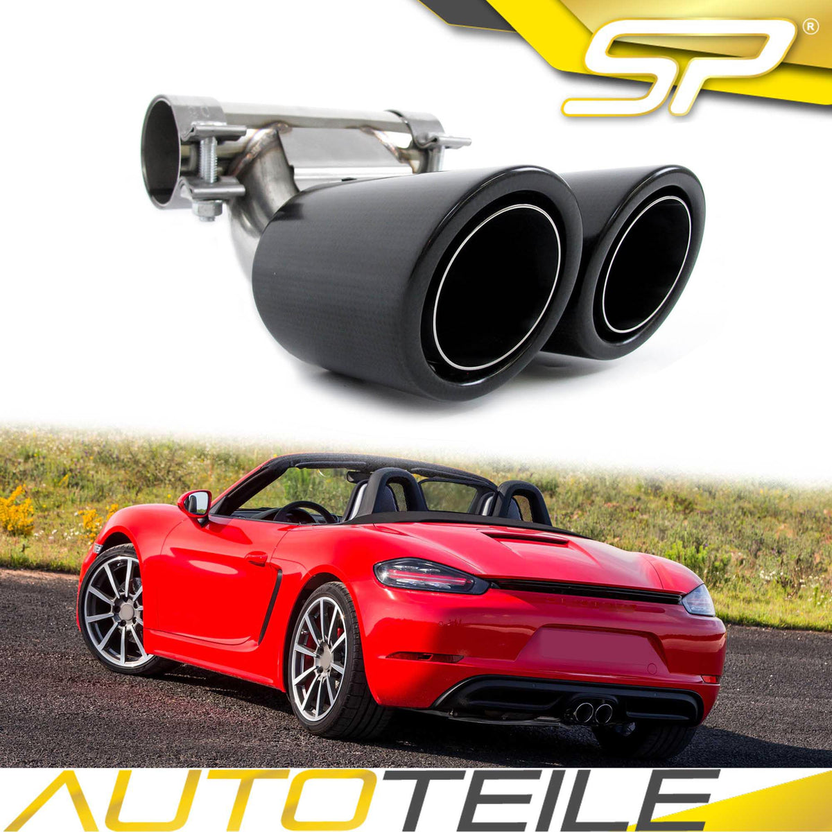 NEU GTS Optik Auspuffblenden Endrohre für Porsche 718 Cayman Boxster ab 2016 Benzin et192