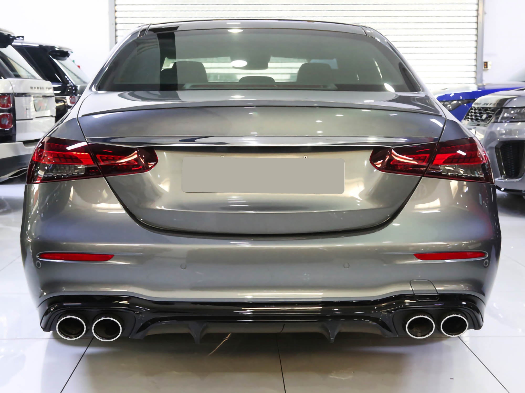 NUR FÜR BENZIN Diffusor Heckdiffusor + Auspuff Chrom für Mercedes E-Klasse W213 AMG Line MODF ab 07.2020 di125