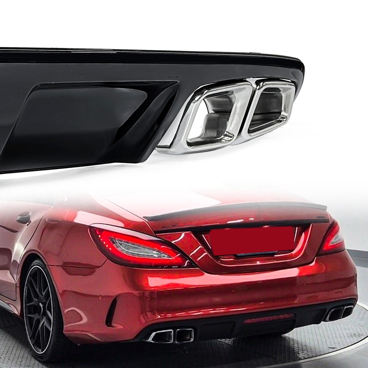 Heckdiffsor Endrohre Chrom für Mercedes CLS W218 C218 AMG Line 2011-2017