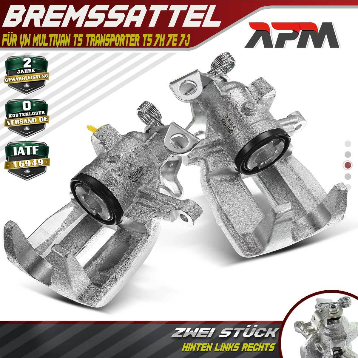 2x Bremssattel Bremszange Hinten Links Rechts für VW Multivan Transporter T5 T6