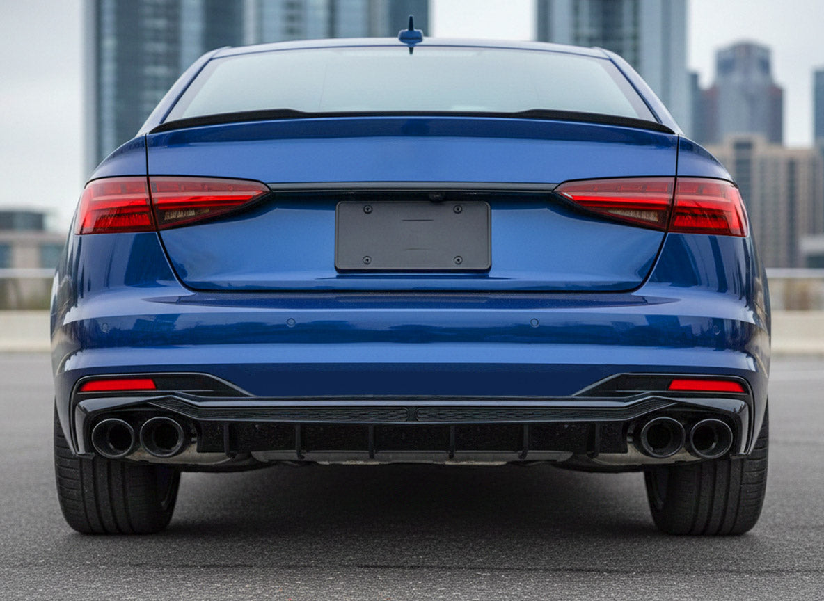 Heckdiffusor Diffusor Auspuffblenden Schwarz für Audi A4 B9 Serienstoßstange 20+