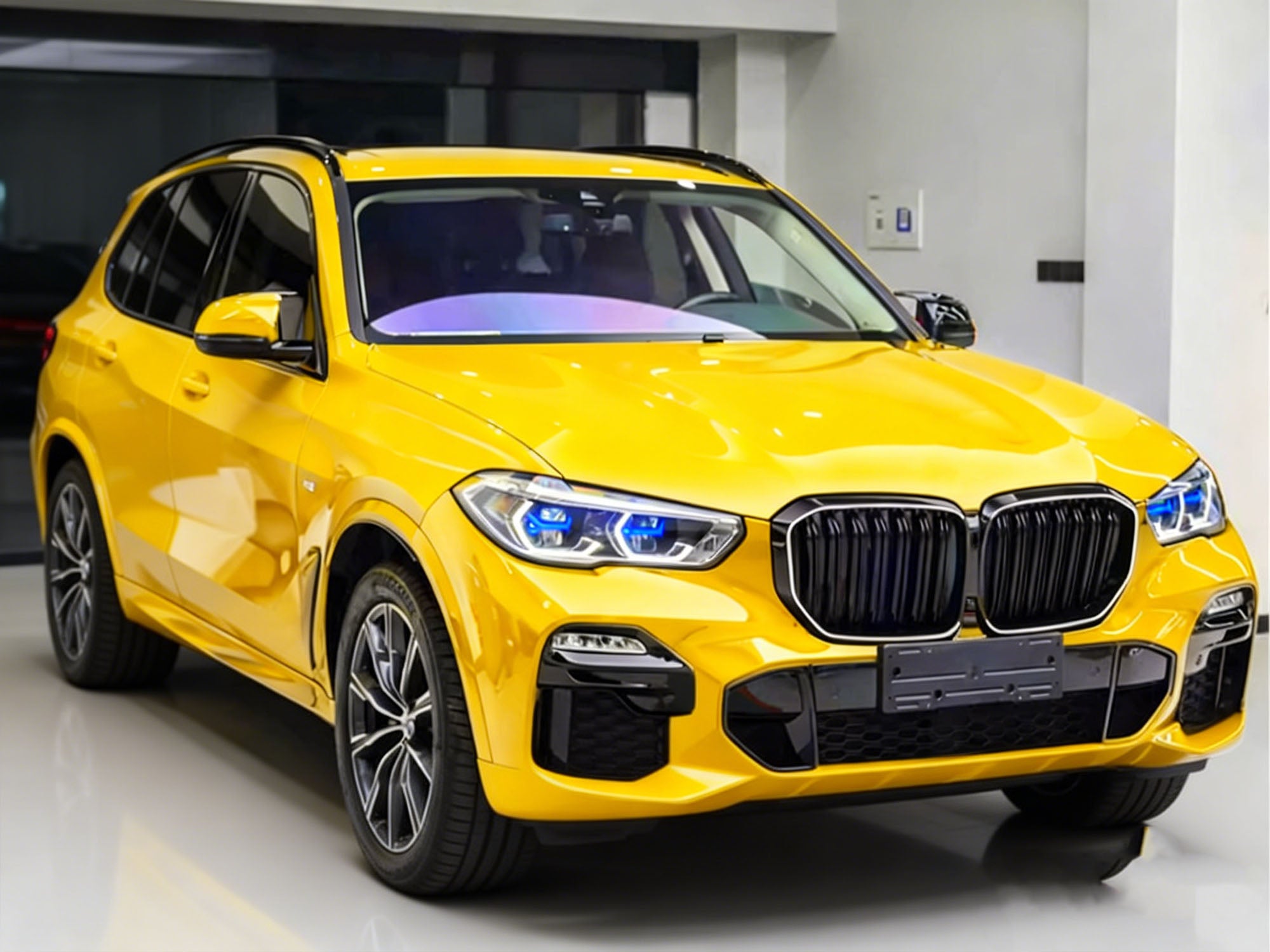 Doppelsteg Schwarz LED Grill Kühlergrill Nieren für BMW X5 G05 2018-2023