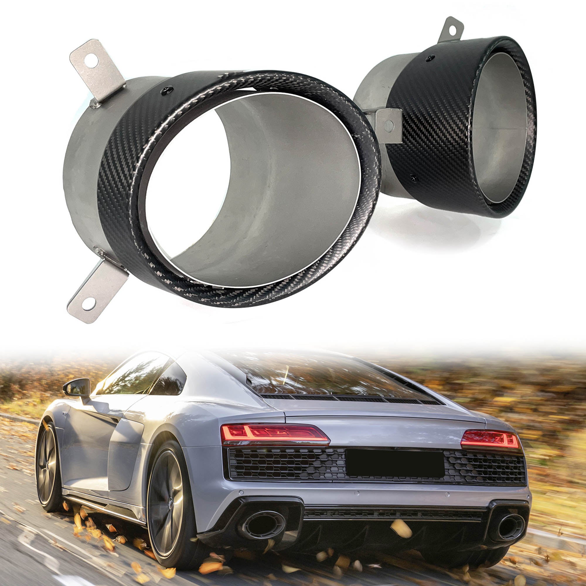 NEU Matt Carbon Fiber Auspuffblende Endrohre Sportauspuff für AUDI R8 V10 12-15 et277