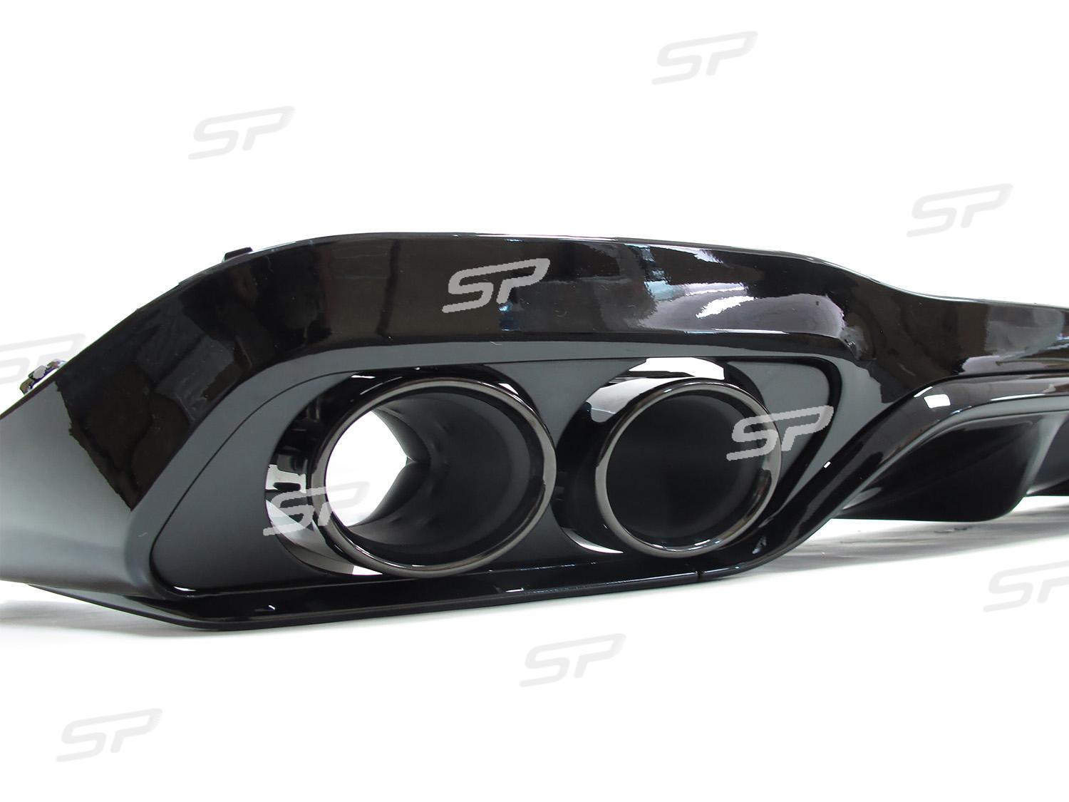 NUR FÜR BENZIN Diffusor Heckdiffusor + Auspuffblenden Schwarz für Mercedes E Klasse W213 S213 AMG Line 2016-2019 di25
