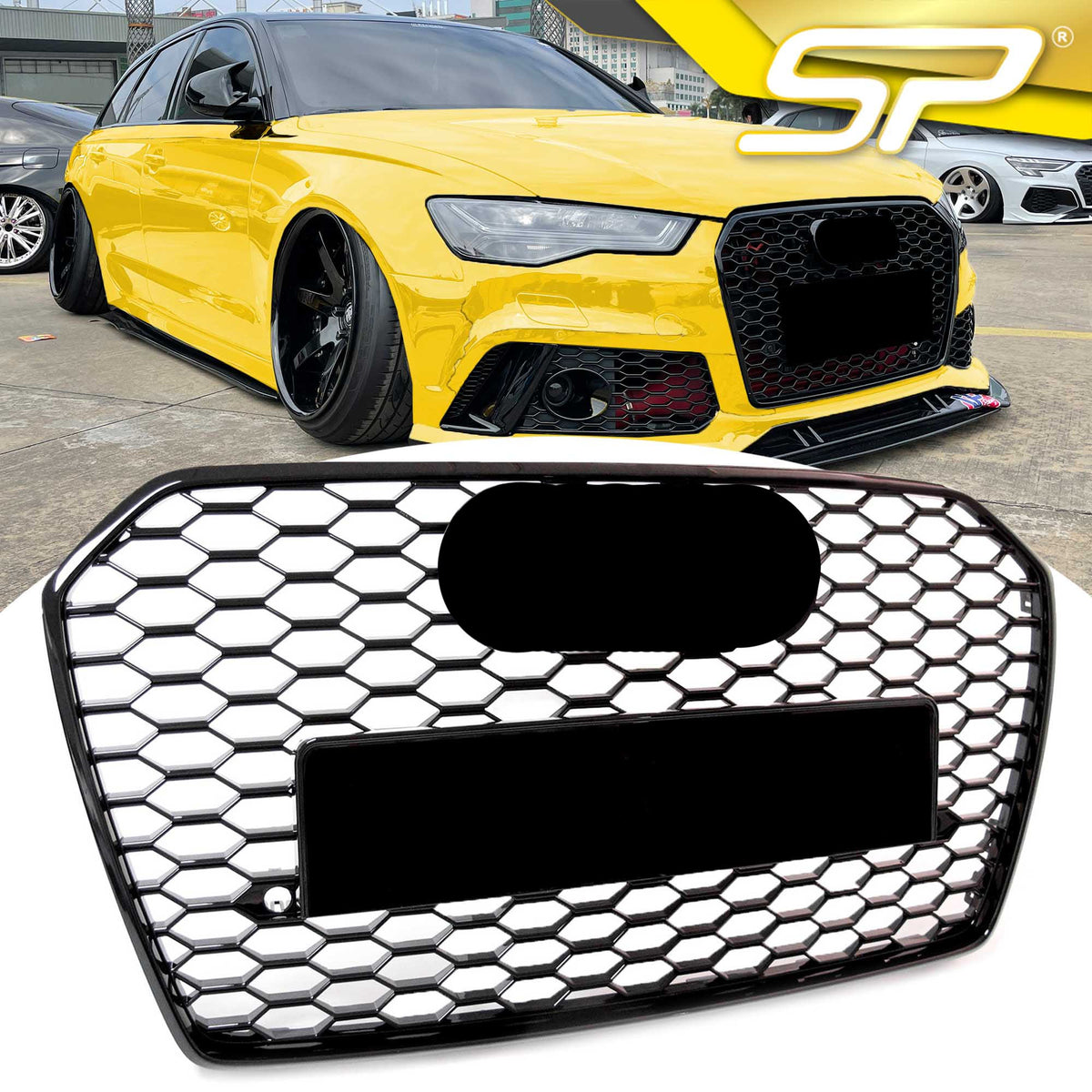 Wabengrill Kühlergrill Front Grill Schwarz für AUDI A6 C7 S6 S Line Avant Limo 2015-2018