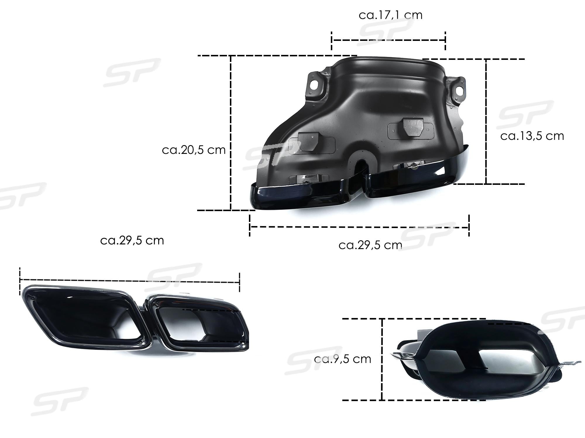 Schwarz Heckdiffusor Endrohre für Mercedes GLE W166 SUV AMG Line MOPF 15-18