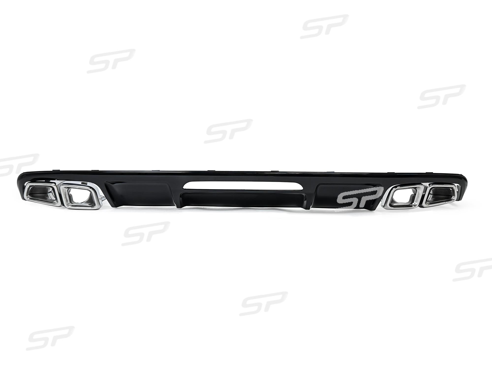 Schwarz Glanz Diffusor Silber Endrohre für Mercedes CLS W218 C218 AMG Line 2011-2017
