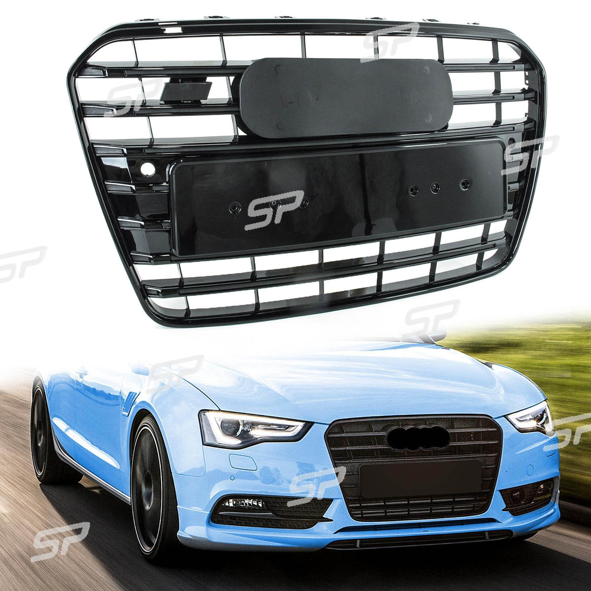 S5 Optik Schwarz Frontgrill Grill Kühlergrill für AUDI A5 S5 8T B8 Sportback Coupe Cabrio 2012-2016 Facelift