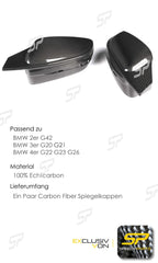 Spiegelkappen Außenspiegelkappen 100% Echt Carbon Fiber Passend für G42 G20 G21 G22 G23 G26 G28 mc153