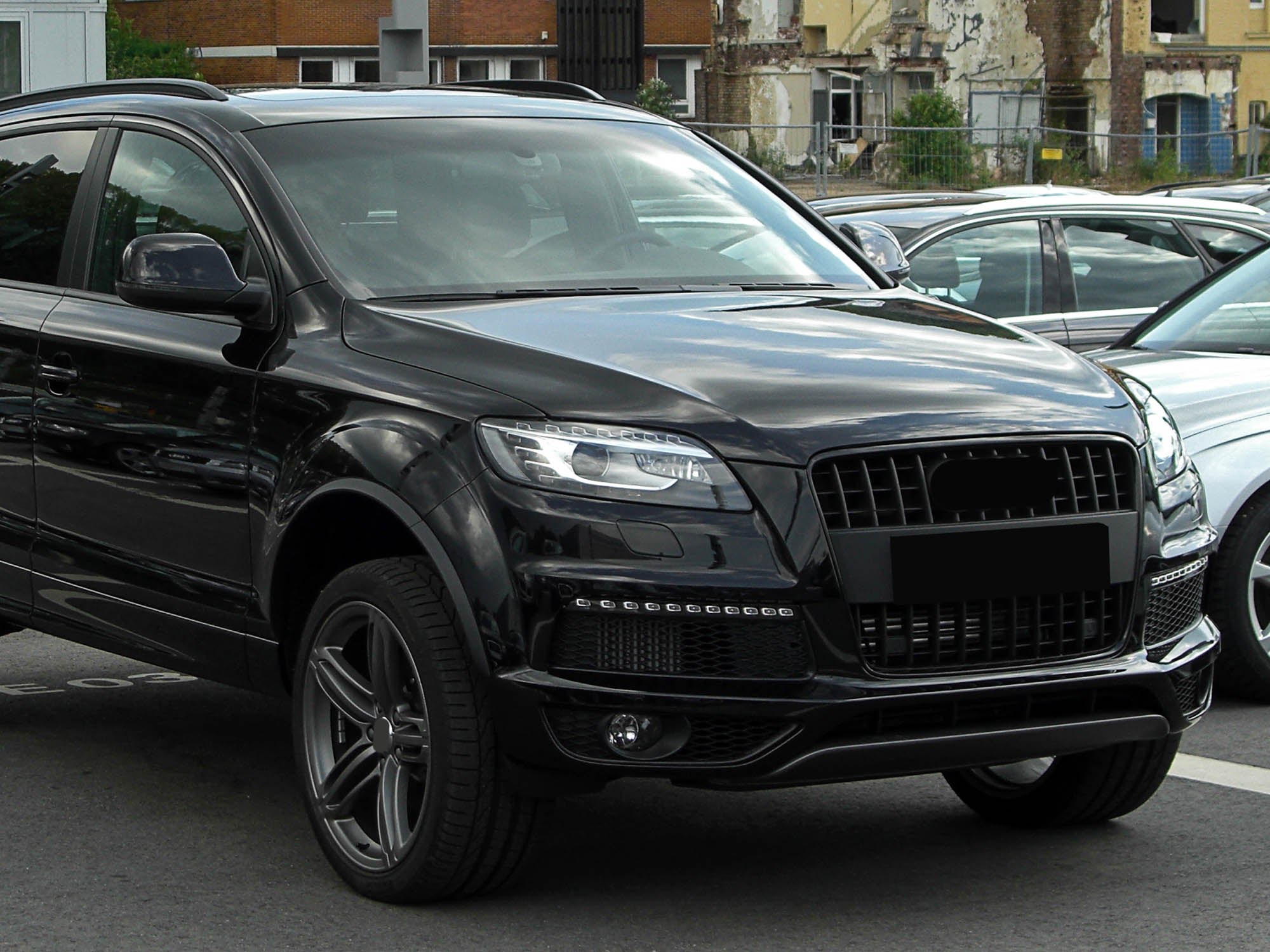 SQ7 Optik Schwarz Grill Wabengrill Kühlergrill für Audi Q7 4L SQ7 S Line TSI TDI 2007-2015