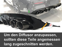 Diffusor Heckdiffusor + Auspuffblenden Schwarz für Mercedes C-Klasse C205 Coupe A205 Cabrio AMG Line C43 AMG di27