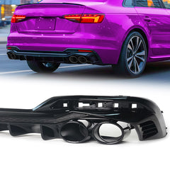 Heckdiffusor Diffusor Auspuffblenden Schwarz für Audi A4 B9 Serienstoßstange 20+