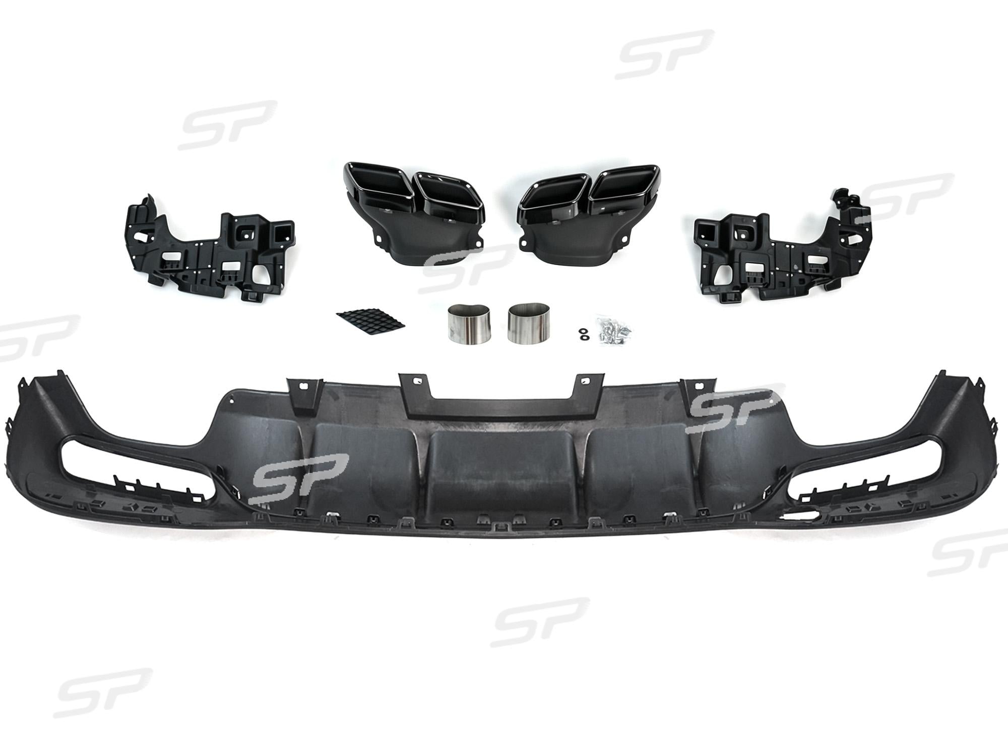 Schwarz Heckdiffusor Endrohre für Mercedes GLE W166 SUV AMG Line MOPF 15-18